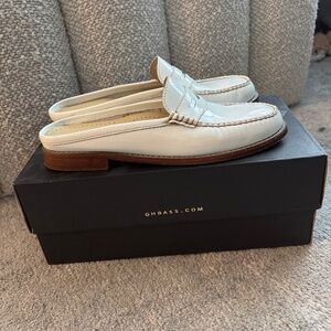 GH Bass Weejuns - White Patent Mule Loafers